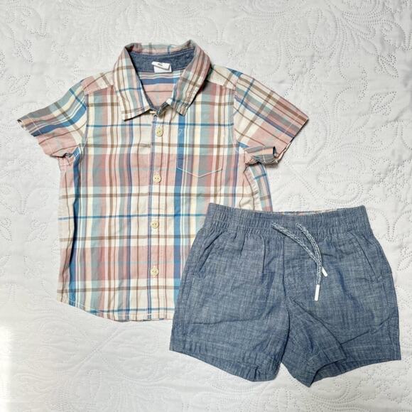 Gap Plaid Button Up Outfit Size 18-24m - Picture 2 of 6